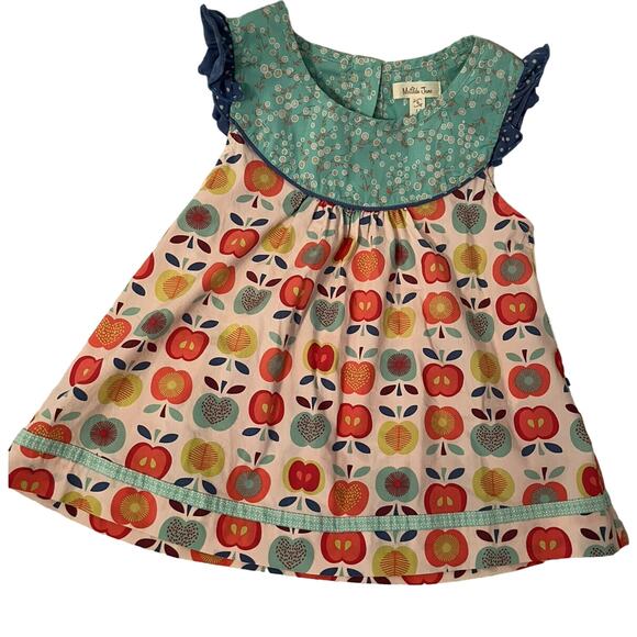 Matilda Jane Girls Dress Size 8 Apples Ruffles And Buttons On Back - EUC - Picture 1 of 8